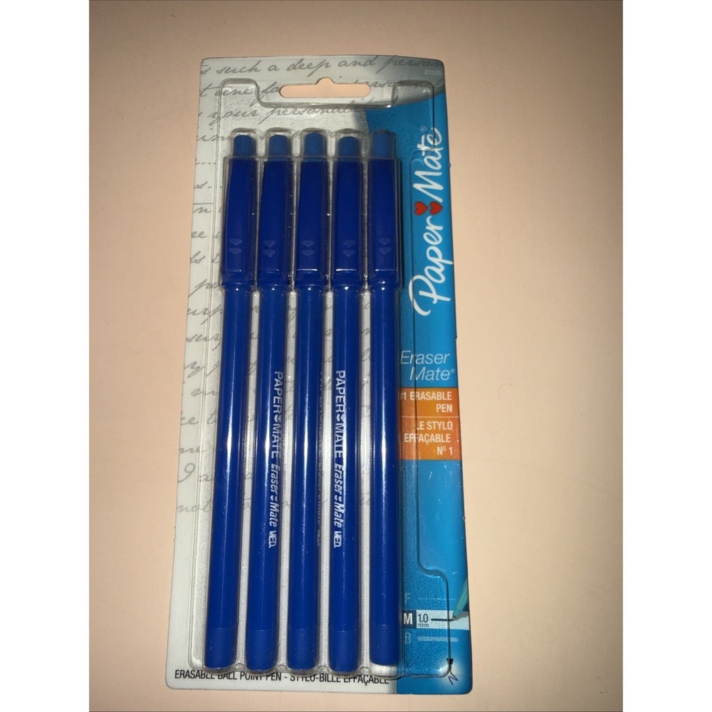 Paper Mate‎ (2009) Erasermate Pen Medium Point Blue 31535 New